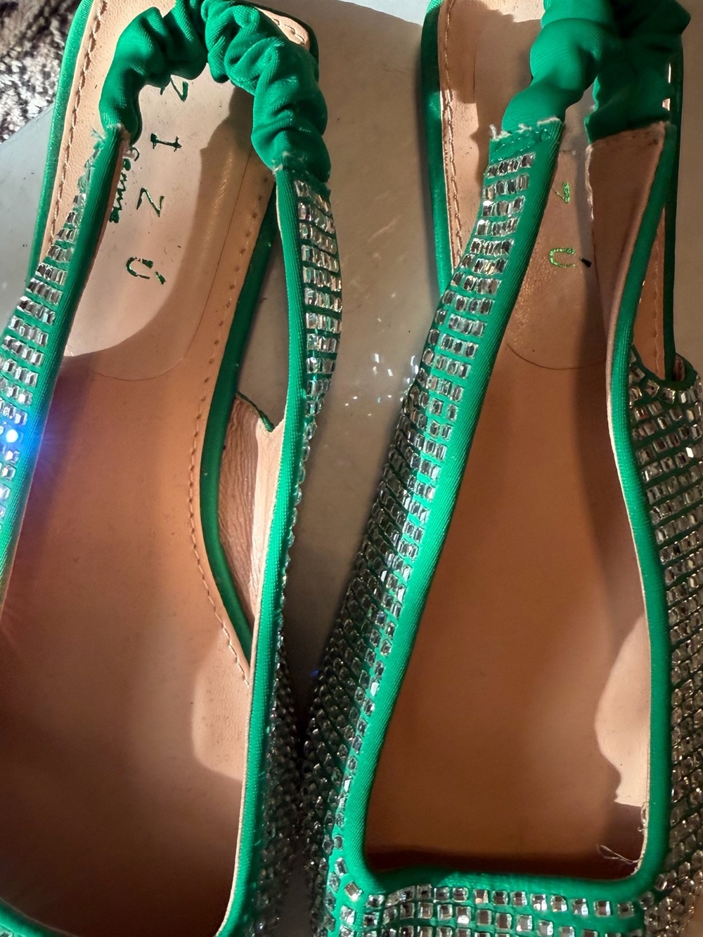 Embellished Green Slingback Flats by - Picture 4 of 9